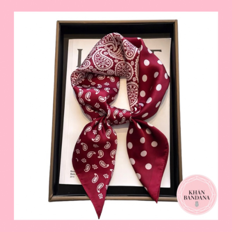 Khăn bandana lụa đa năng size 70x70cm hình chấm bi - Khanbandanahcm