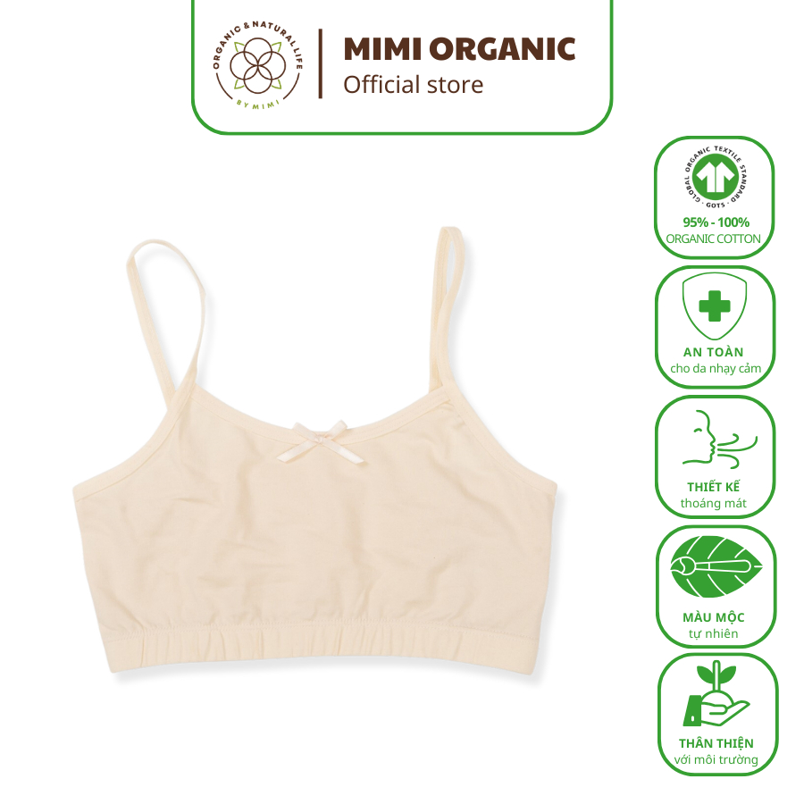 Áo lót Nature Colored  - Mimi Organic không đệm dây nhỏ sợi bông hữu cơ màu be cho nữ và bé gái lớn mềm mịn