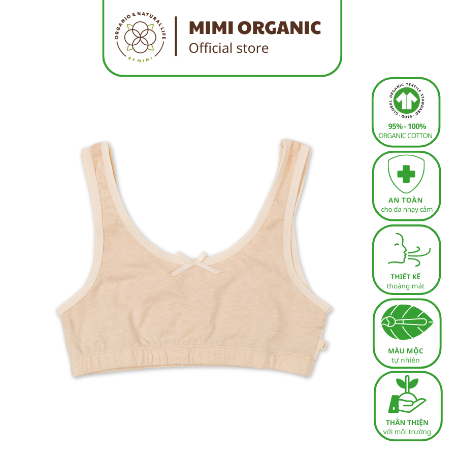 Áo lót không đệm Nature Colored - Mimi Organic dây to bông màu tự nhiên cho nữ mềm mịn, thoáng mát, kháng khuẩn