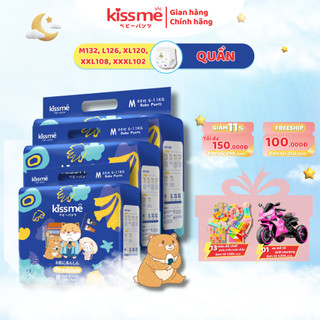 Combo 3 Tã/Bỉm Quần KISSME Chống Tràn, Thấm Hút Tối Đa, Vạch Chỉ Thị Thông Minh - Size M44/ L42/ XL40/ XXL36/ XXXL34