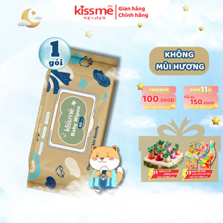 Khăn Ướt KISSME Không Mùi - An Toàn Từ Thiên Nhiên Không Chất Tẩy Trắng 80 miếng/gói