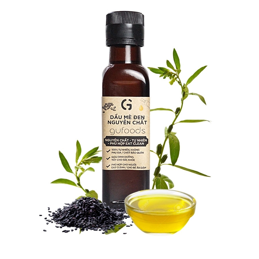 Dầu Mè Đen Nguyên Chất Gufoods Chai 120ml - Bổ Sung Dinh Dưỡng Cho Trẻ Em Từ 6 Tháng Tuổi, Ăn Kiêng, Ăn Chay