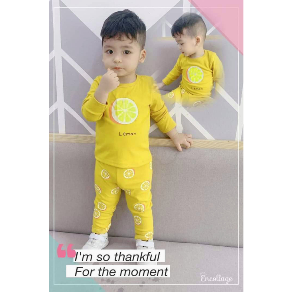 Đồ bộ bé gái dài tay in hình trái cây hot hit Bộ quần áo bé trai và bé gái TTR382