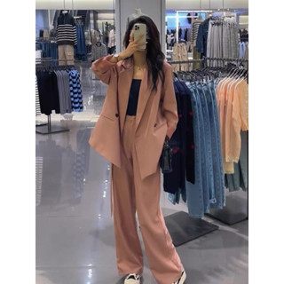  Set áo blazer PLAYHARD có lót độn vai xẻ lưng kèm quần ống rộng cạp cao đủ màu 