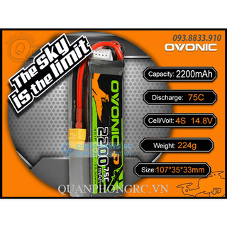 Ovonic 2200mah 4s 75c 14.8v xt60 plug