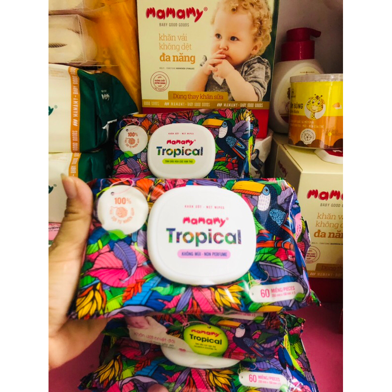 Combo 5 gói khăn ướt nhiệt đới Mamamy Tropical 60 tờ
