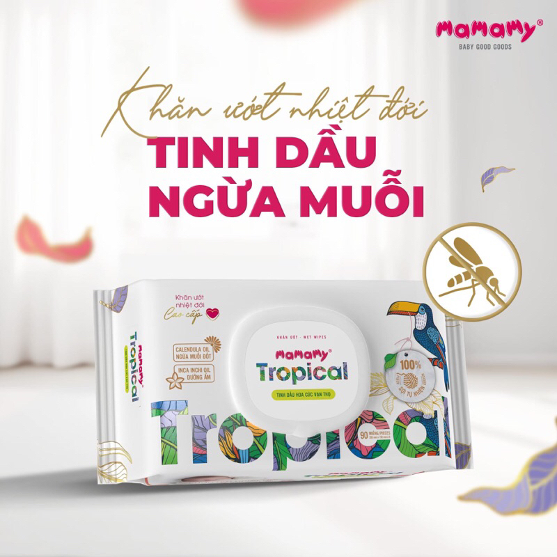 Combo 5 gói khăn ướt nhiệt đới Mamamy Tropical 60 tờ