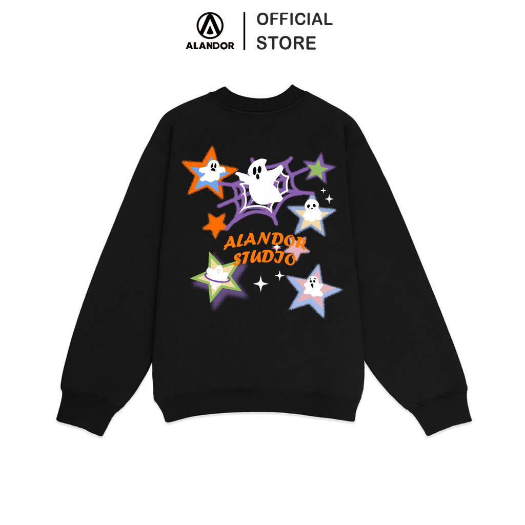 Sweater Alandor local brand áo nỉ cổ tròn form rộng tay dài chất vải nỉ bông cotton mềm mịn mẫu ma Boo