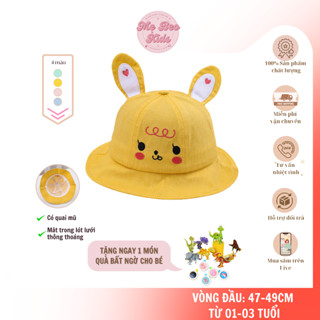Mũ chống nắng chống tia UV cho bé Mũ tai thỏ rộng vành có quai dễ thương mùa hè 2023
