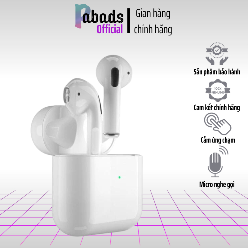 Tai Nghe Bluetooth TWS 5.0 Có Micro Không Dây Nghe Gọi Touch Chạm âm thanh chân thực pabads - PR04