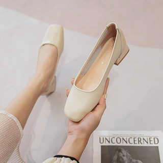 Giày gót vuông Da lì Big size_ Hàng Có Sẵn (Size 40➡️43)