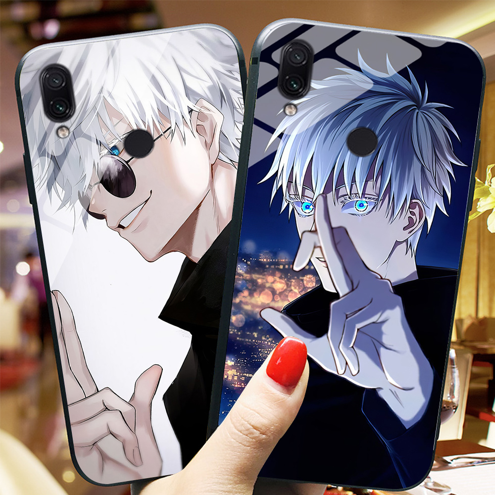 Ốp điện thoại mặt kính xiaomi redmi 7 anime chú thuật sư