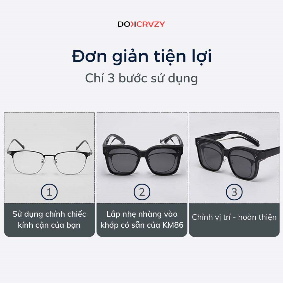 Kính Râm Phân Cực DOKCRAZY SKINO bao ngoài cho người đeo gọng kính dáng unisex siêu nhẹ dễ đeo