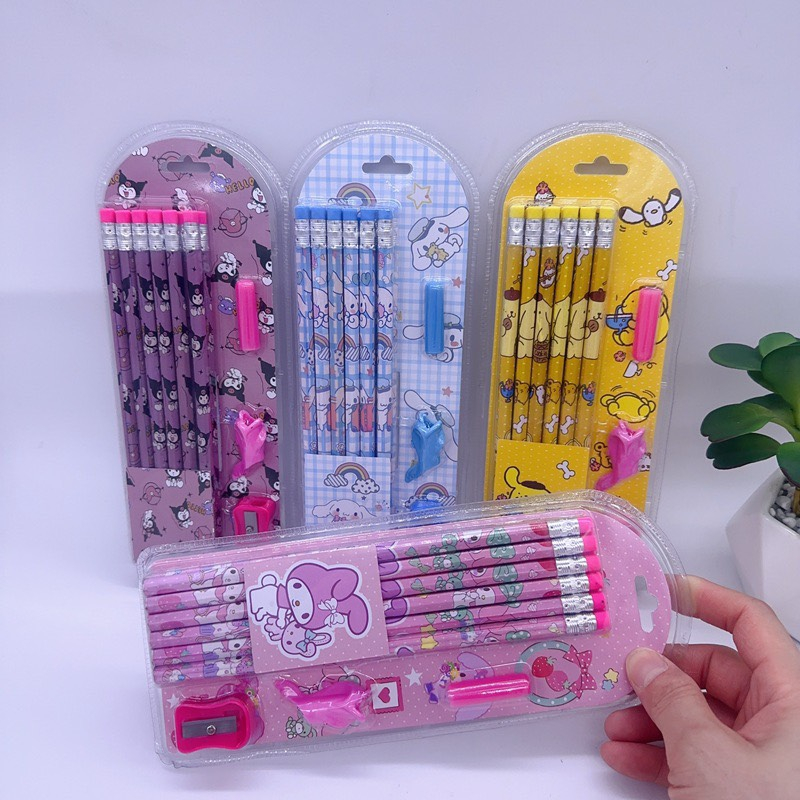 Hộp Bút Chì Gỗ Gấu Dâu, Hộp Bút Chì Gỗ Hoạt Hình Dễ Thương, Bút Chì Gỗ Deli, Bút Chì Gỗ Thiên Long, Bút Chì Sanrio