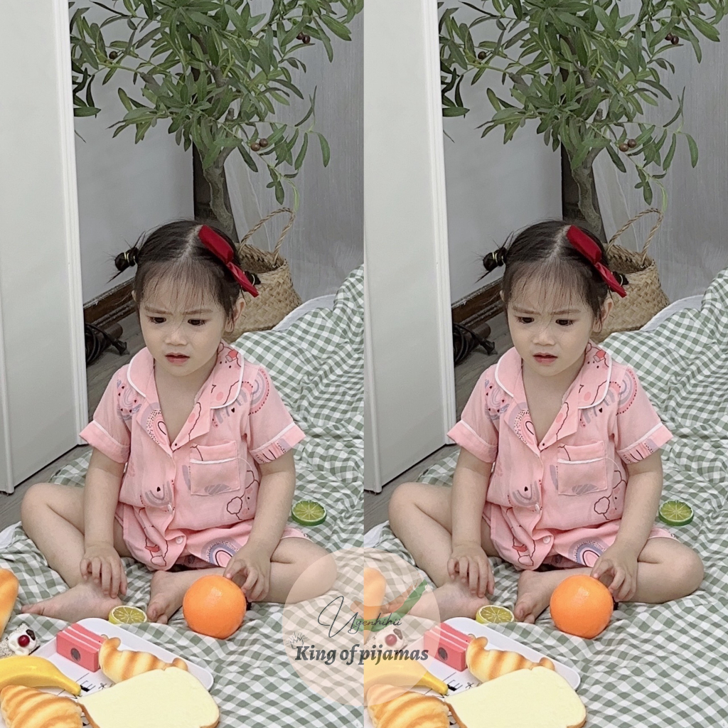Bộ pijamas đũi lạnh trẻ em siêu mát hàng xuất 2023 phần 1 bộ đồ bé trai bộ đồ bé gái pijama cho bé