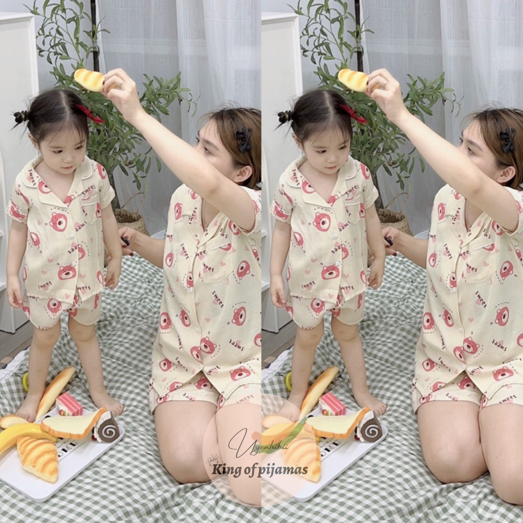 Bộ pijamas đũi lạnh trẻ em siêu mát hàng xuất 2023 phần 1 bộ đồ bé trai bộ đồ bé gái pijama cho bé