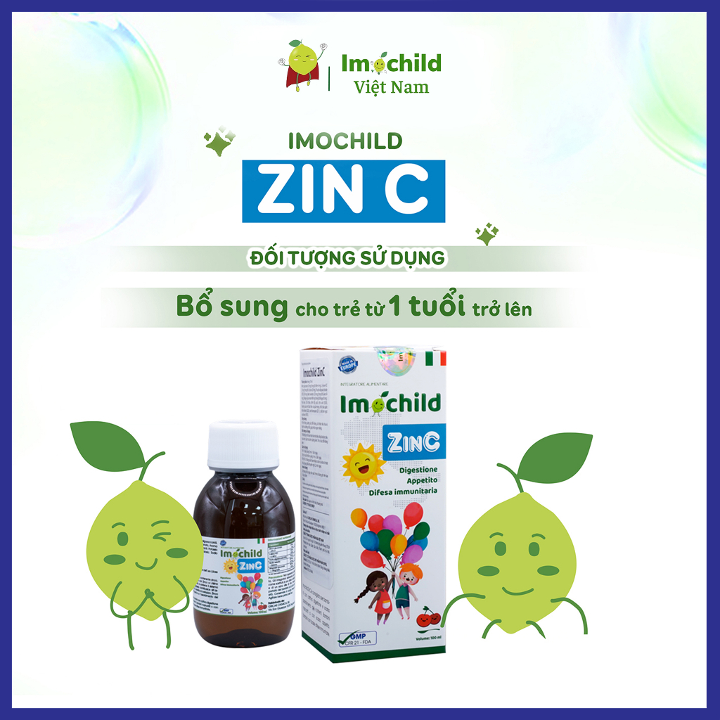 Combo 2 Hộp Kẽm Hữu Cơ Cho Bé Imochild ZinC Kích Thích Bé Ăn Ngon Lọ 100ml - IMOCHILD Kiện 3 Hộp