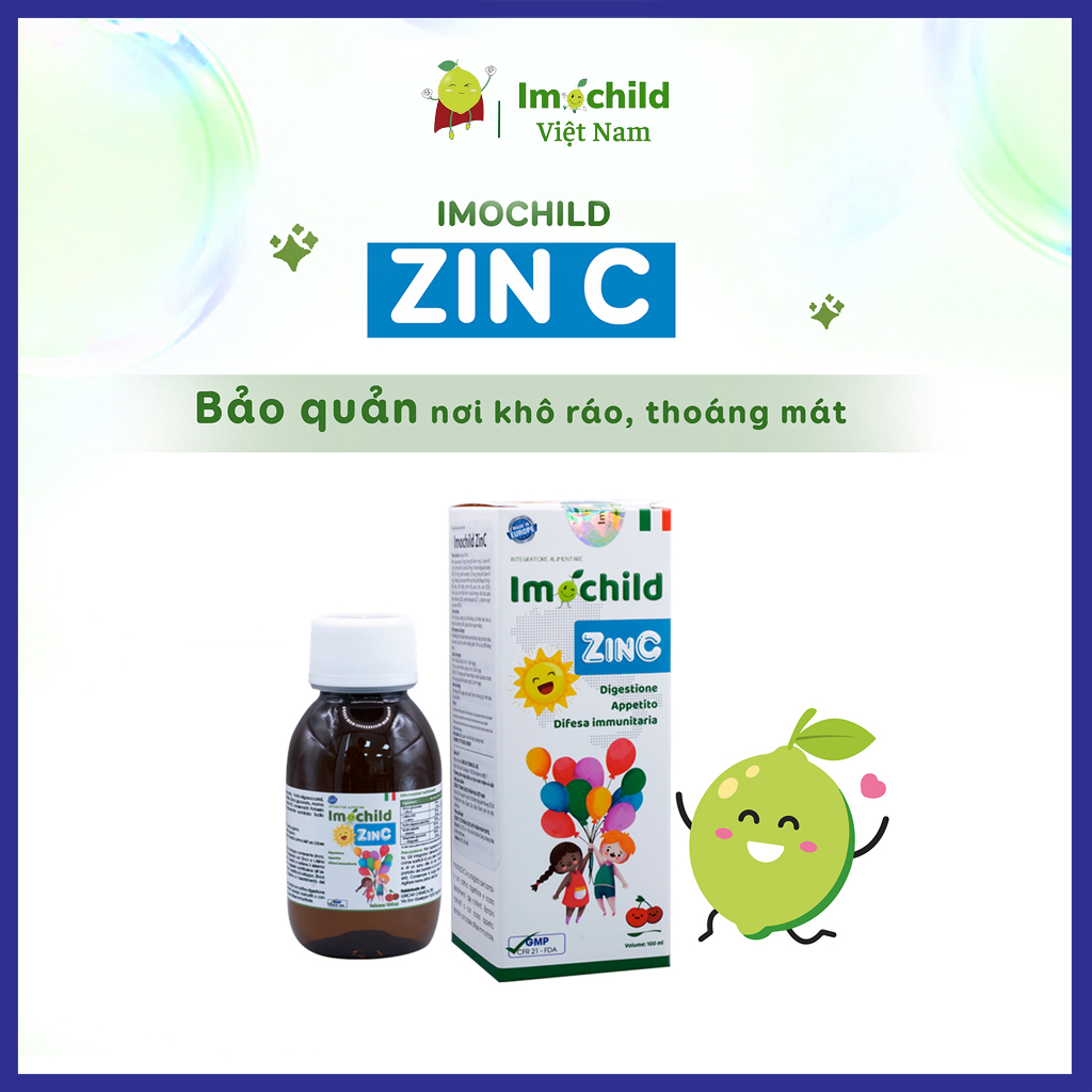 Combo 2 Hộp Kẽm Hữu Cơ Cho Bé Imochild ZinC Kích Thích Bé Ăn Ngon Lọ 100ml - IMOCHILD Kiện 3 Hộp