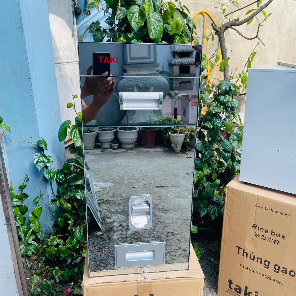 Thùng Gạo Thông Minh TAKI, Thùng Gạo Tủ Bếp, Thùng Gạo Mặt Gương - Bảo Hành Vĩnh Viễn