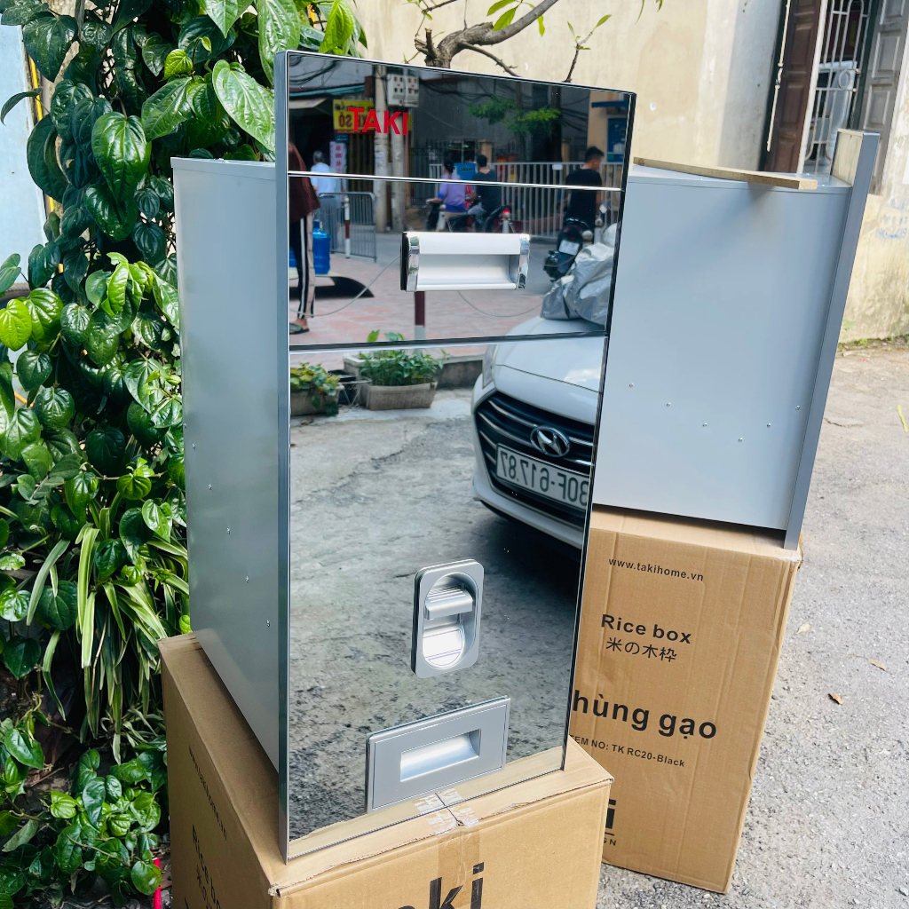 Thùng Gạo Thông Minh TAKI, Thùng Gạo Tủ Bếp, Thùng Gạo Mặt Gương - Bảo Hành Vĩnh Viễn