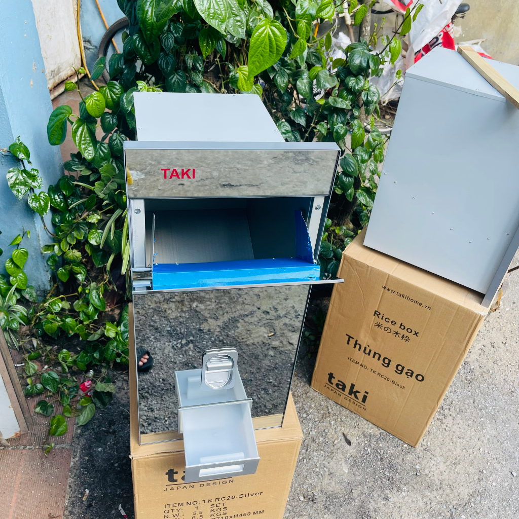 Thùng Gạo Thông Minh TAKI, Thùng Gạo Tủ Bếp, Thùng Gạo Mặt Gương - Bảo Hành Vĩnh Viễn