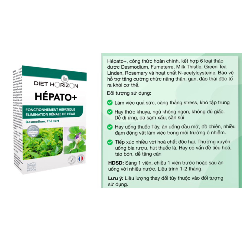 [PHÁP ĐI AIR] Hộp viên thải độc gan Hepato+ DIET HORIZON
