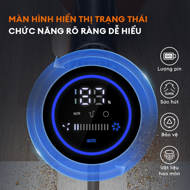 Máy hút bụi không dây Gaabor GVCL-D10A màn hình LED lực hút 16000pa - Chính Hãng