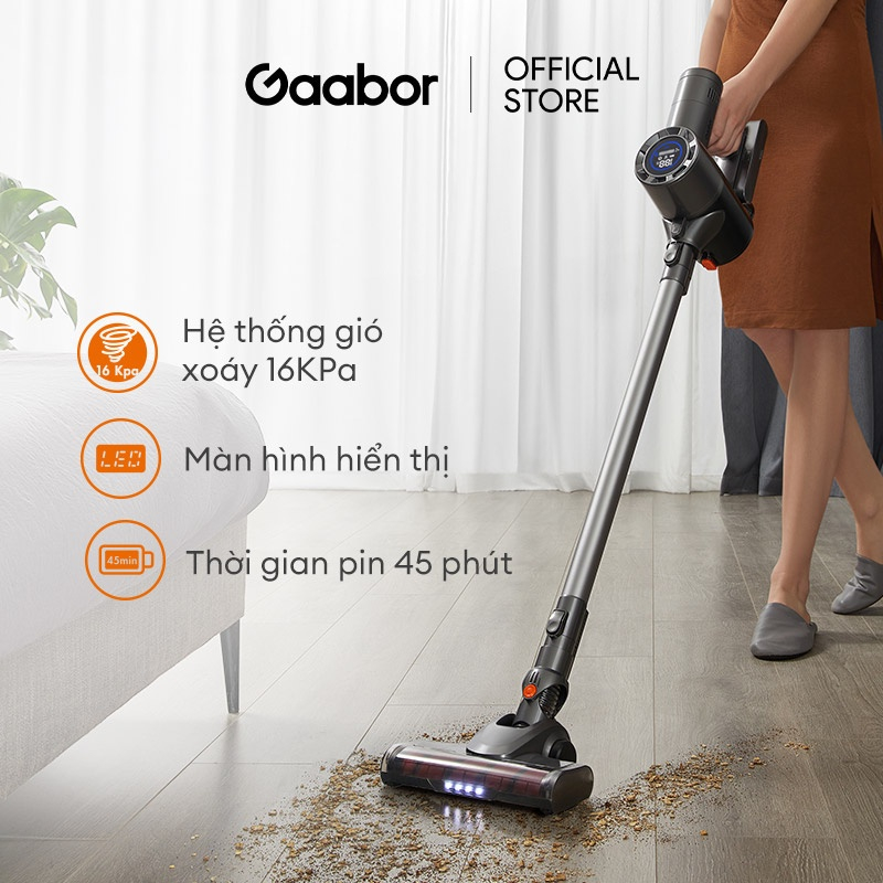 Máy hút bụi không dây Gaabor GVCL-D10A màn hình LED lực hút 16000pa - Chính Hãng