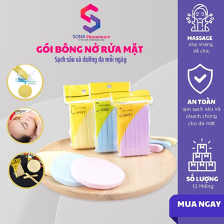 Set bọt biển rửa mặt Sonahouse dạng nén làm sạch sâu 12 miếng