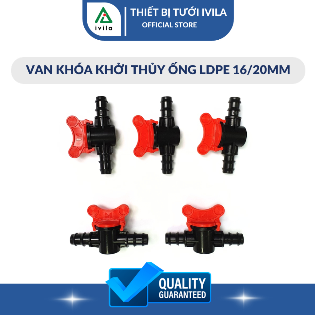 Van khóa LDPE 16mm/ Van khóa LDPE 20mm  2 đầu - Phụ Kiện LDPE hệ thống tưới - Van khóa nước dùng cho ống PE 16mm/20mm