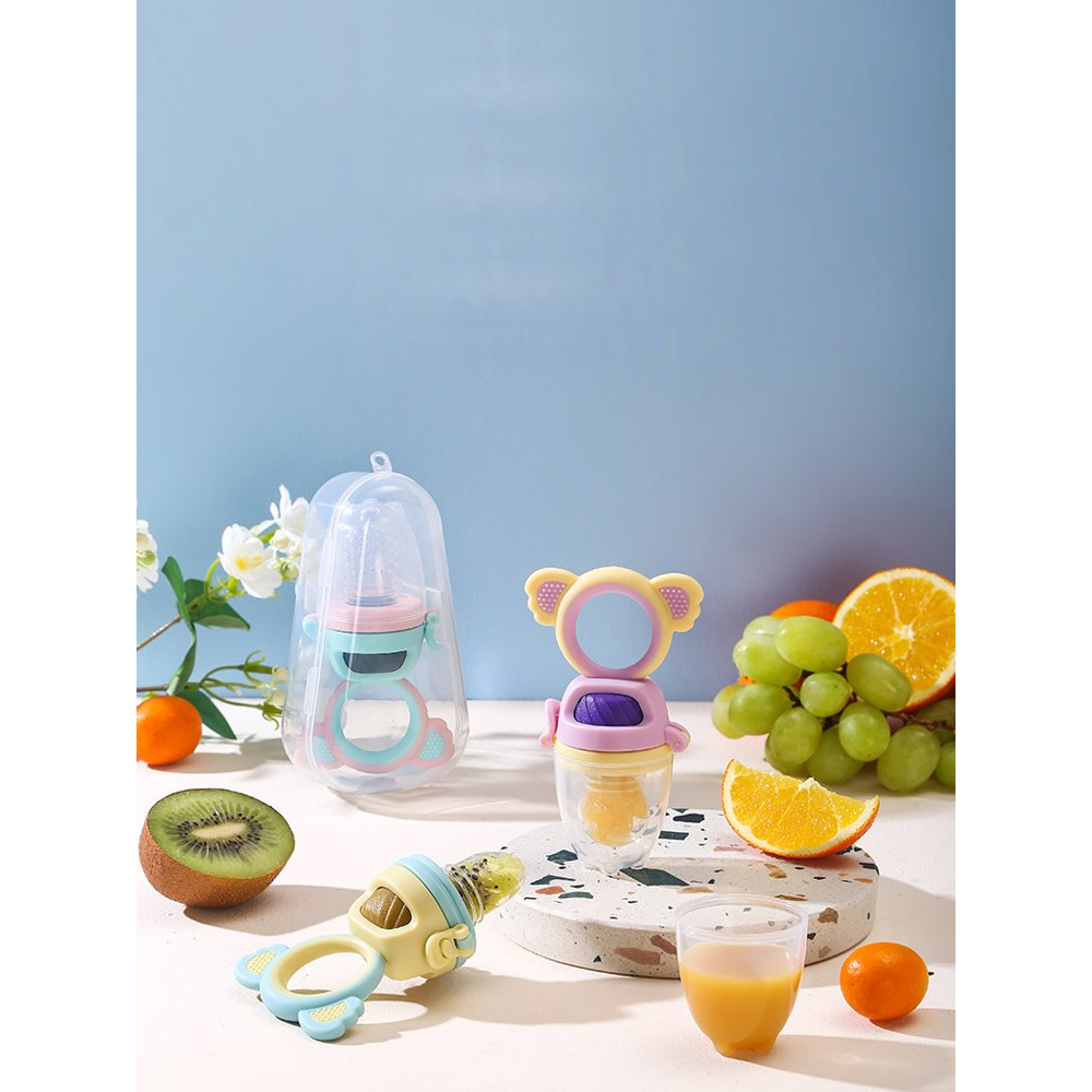 Túi Nhai Ăn Dặm Hình Gấu Ấm Baby Kèm Hộp Chống Hóc Cho Bé Tập Ăn Dặm Cho Bé