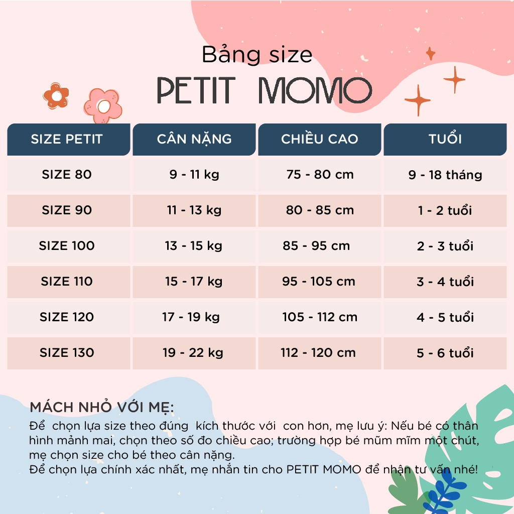 Bộ Áo Dài Hoa Nhí Phối Tay Cho Bé Gái (16 tuổi) PETIT MOMO H111