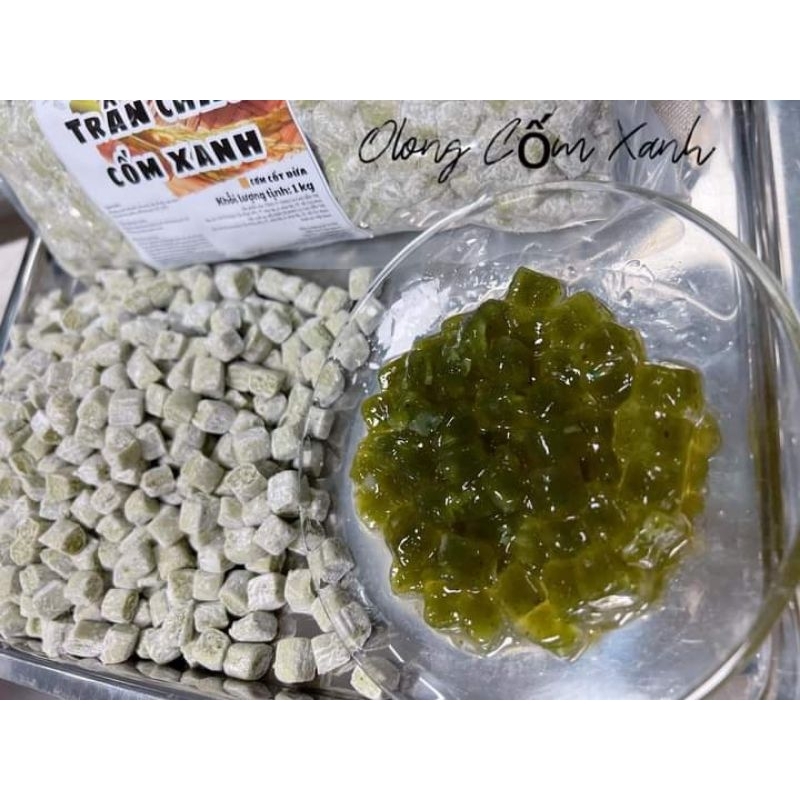 Trân châu olong cốm xanh vuông .