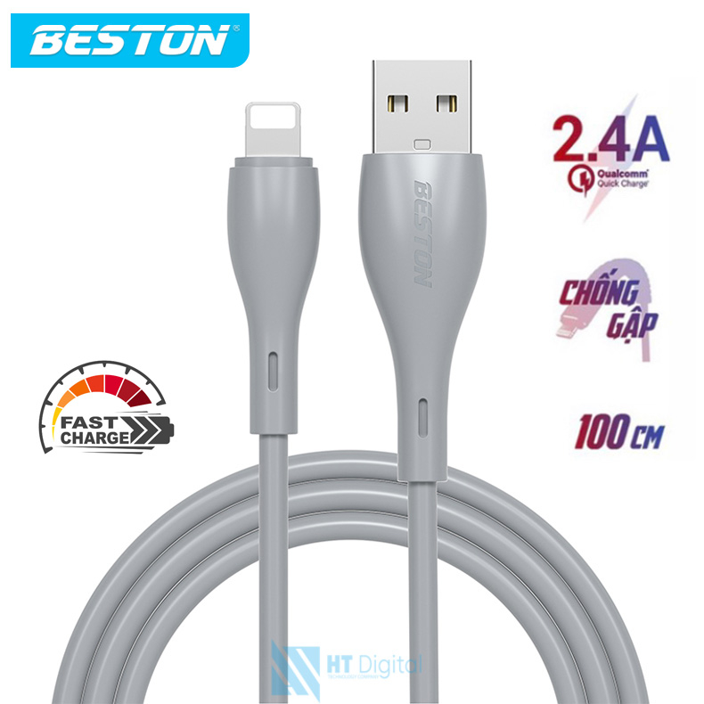 Cáp sạc nhanh Beston Fast Charging Data Cable USB to l.P 2.4A cho IP X XS MAX 11 12 13 14 PRO MAX