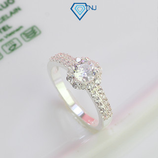 Nhẫn bạc nữ TNJ bông hoa viền đá bằng sang trọng khắc tên miễn phí NN0407 - Trang Sức TNJ