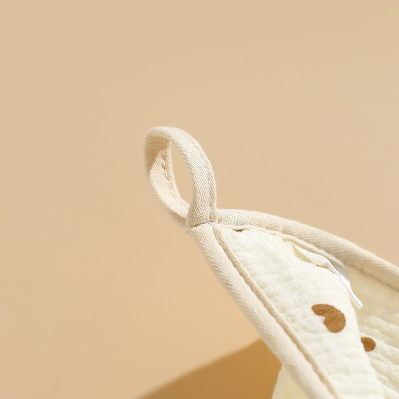 Sét 5 khăn sữa muslin bo viền 4 lớp có móc treo tiện lợi Kiluta - khăn rửa mặt cho bé sơ sinh