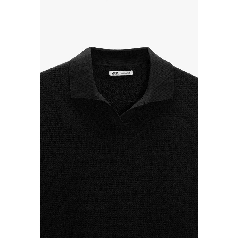 Áo polo dệt kim Zara authentic TEXTURED KNIT size S