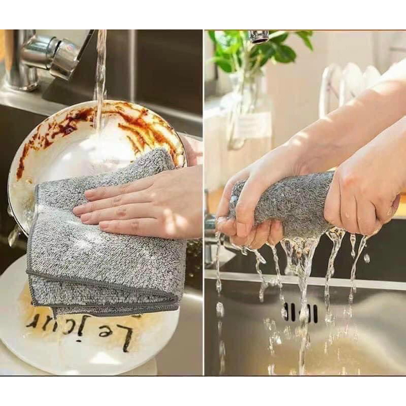 Khăn lau bếp màu ghi thấm hút nước tốt
