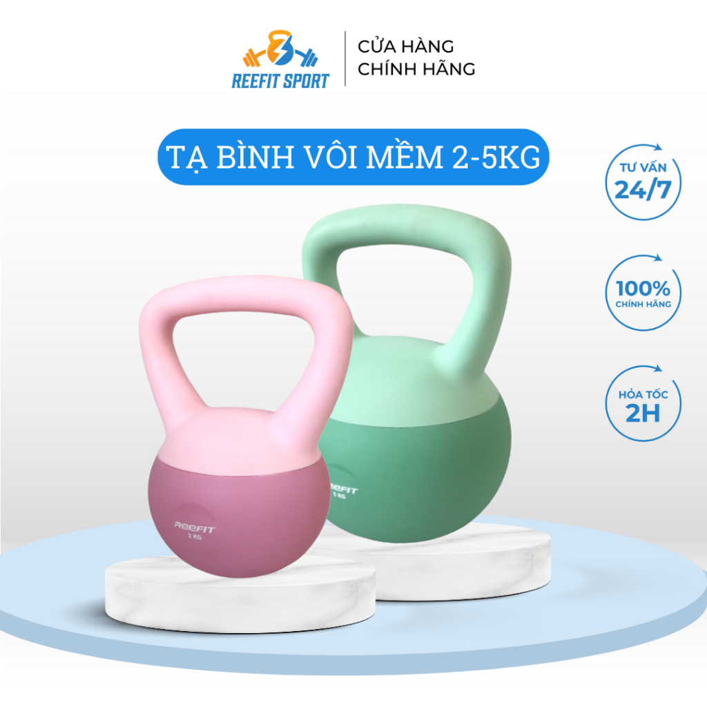 Tạ bình vôi mềm Reefit Sport chất liệu cao su màu pastel siêu xinh dành cho nữ trọng lượng 2kg - 5kg