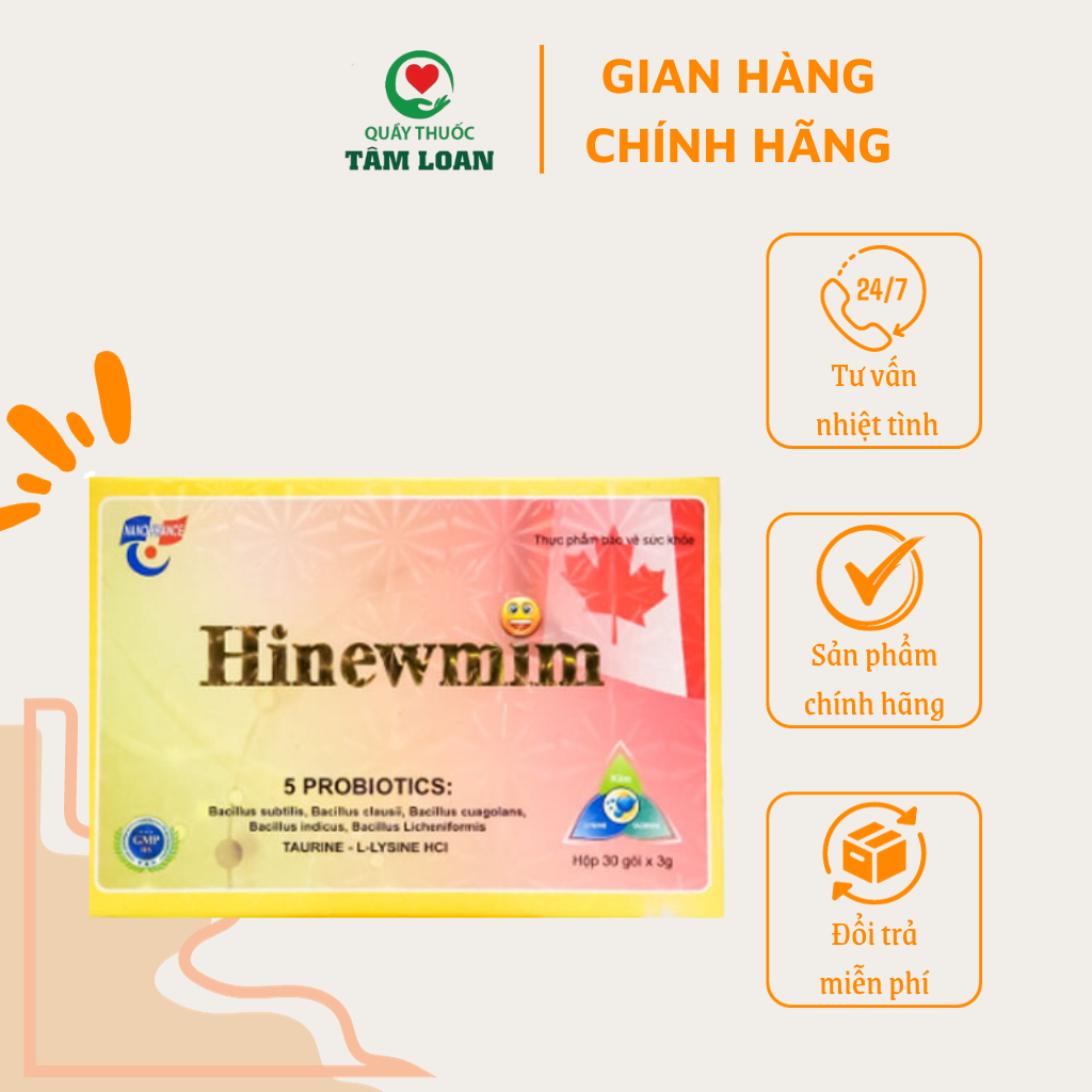 Hinewmim - Bổ sung vi khuẩn có lợi, cân bằng hệ vi sinh đường ruột, tăng cường đề kháng - Hộp 30 gói - QT Tâm Loan