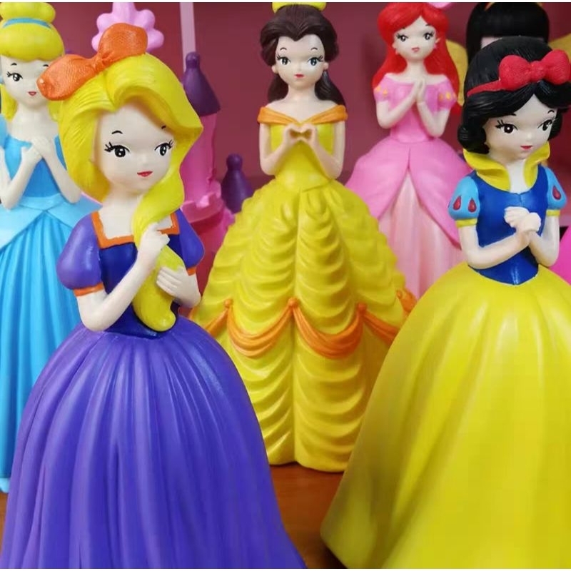Tượng thạch cao tô màu set công chúa DisNey kèm màu cọ kích thước cao 24cm rộng 12cm