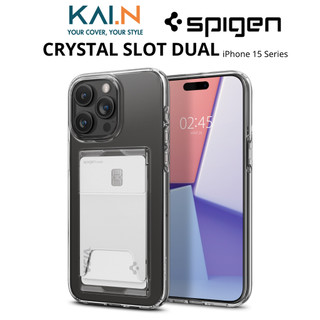 Ốp lưng dành cho iphone 15 pro max / iphone 15 pro / iphone 15 plus / iphone 15, spigen crystal slot dual