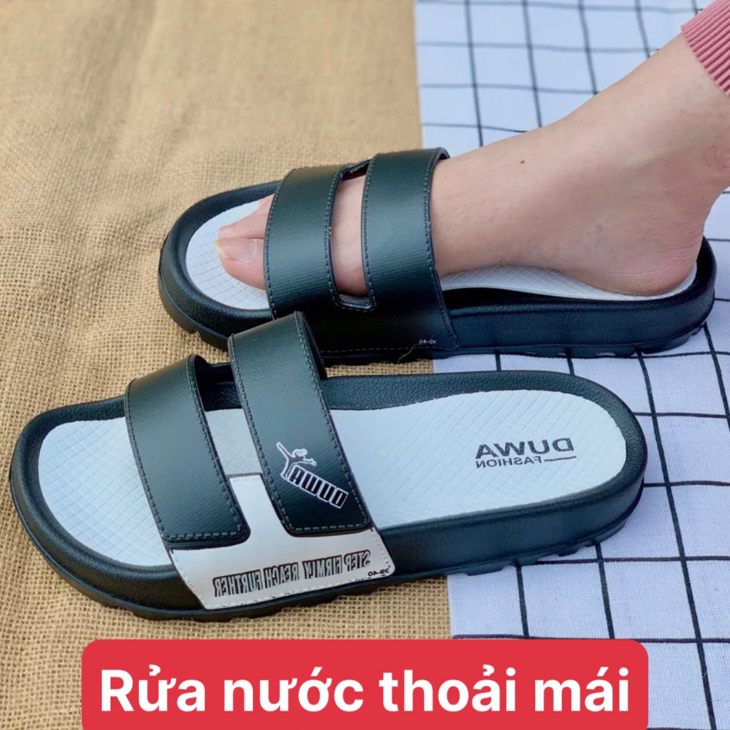 Dép nam nữ quai ngang đế cao 3cm kiểu dép lê hai quai luồn dưới đế