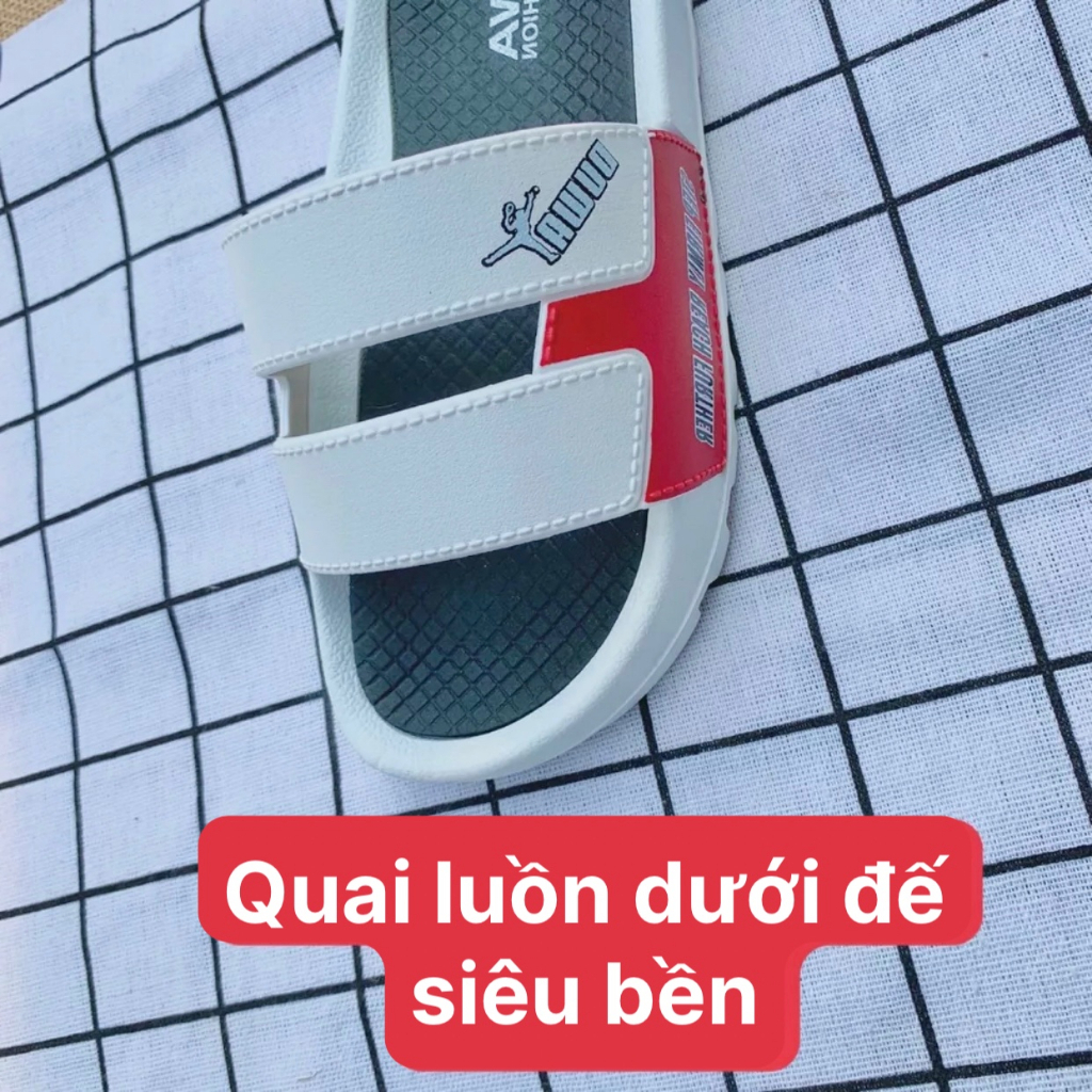 Dép nam nữ quai ngang đế cao 3cm kiểu dép lê hai quai luồn dưới đế