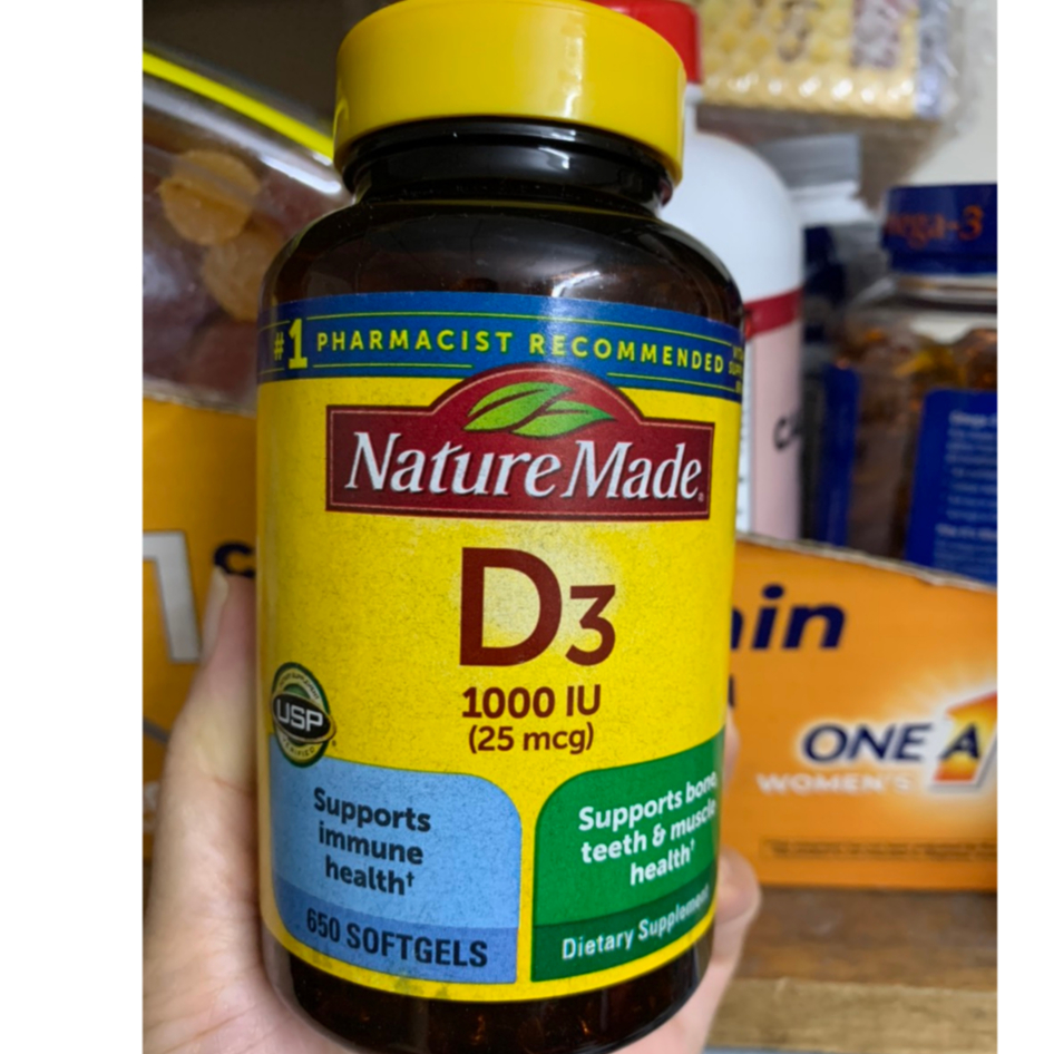 VIÊN VTM D3 NATURE MADE VITAMIN D3 650 viên 1000IU  Vitamin D3 XƯƠNG KHỚP vtmd3 của Mỹ