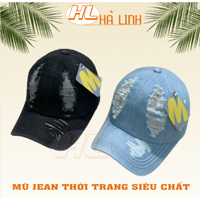 Nón Mũ Lưỡi Trai Jean Rách Thời Trang Bụi Siêu Chất Cho Nam Nữ - Kiểu giống hình