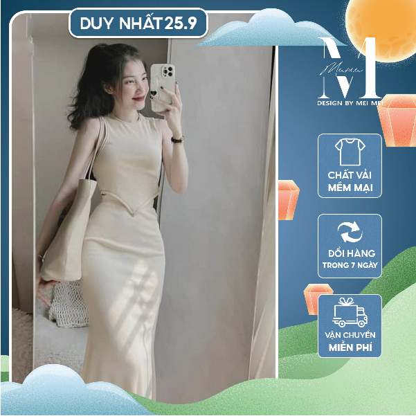 Set đồ nữ áo yếm mix chân váy đuôi cá chất cotton dày dặn co giãn 4 chiều cực xinh Meistore st11048