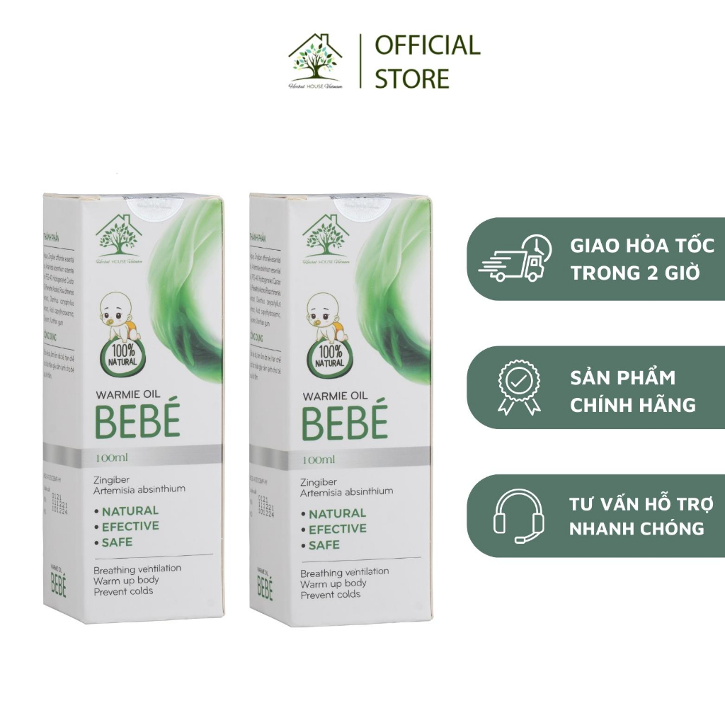 Combo 2 Tinh Dầu Tắm Chống Cảm Giữ Ấm Cho Cơ Thể Bé Warmie Oil BEBÉ 100ml - HERBAL HOUSE VIETNAM