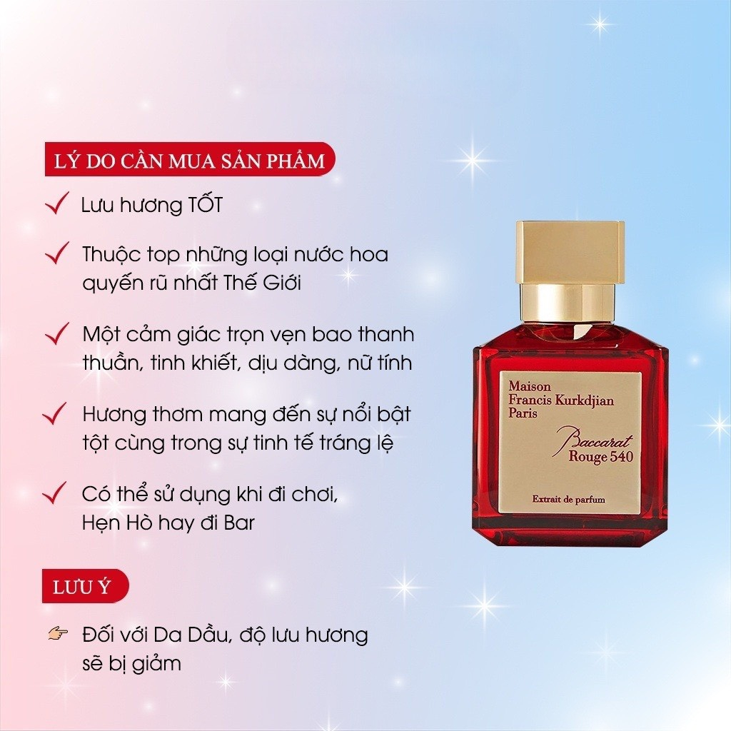 [𝐀𝐮𝐭𝐡] Nước hoa Unisex Baccarat Rouge 540 Hương Thơm Sang Trọng Nổi Bật Thu Hút 70/200ml - Duy Perfume | BigBuy360 - bigbuy360.vn