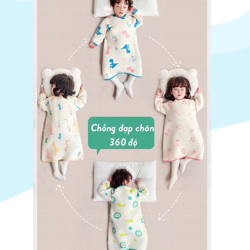 Túi Ngủ Cho Bé Thu Đông Cotton Trần Bông Mềm Nhẹ 2023